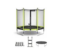 Kangui Trampoline JUMPI POP – filet, échelle PVC, kit d'ancrage – Noir/Vert Ø250/300/360/430cm