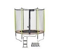 Kangui Trampoline de jardin Jumpi 244 cm – Filet de sécurité, Échelle, Kit d'ancrage Taupe/Vert 250