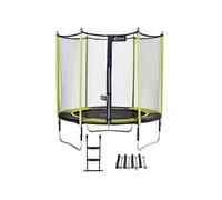 Trampoline de jardin 244 cm + filet de sécurité + échelle + kit d'ancrage JUMPI Vert/Noir 250