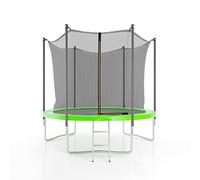 Trampoline de Jardin ø 244cm - 8FT - Filet intérieur, Matelas de Protection et Echelle - Vert