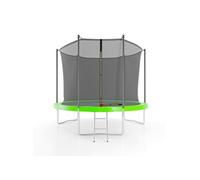 Jump4fun Trampoline de jardin Ø305 cm 10FT – filet intérieur, matelas, échelle – vert pomme