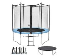 Trampoline de jardin 305 cm + échelle + bâche de protection + kit d'ancrage bleu TU