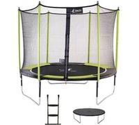 Trampoline de jardin 305 cm + filet de sécurité + échelle + bâche de protection JUMPI Vert/Noir 300 Orange G
