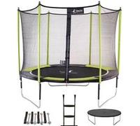 Trampoline de jardin 305 cm + filet de sécurité + échelle + bâche de protection + kit d'ancrage JUMPI Vert/Noir 300 Orange G