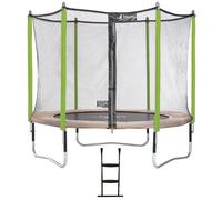 Trampoline de jardin 305 cm + filet de sécurité + échelle jumpi taupe/vert 300 vert TU