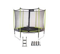 Trampoline de jardin 305 cm + filet de sécurité + échelle + kit d'ancrage JUMPI Vert/Noir 300