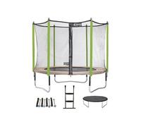 Trampoline 305 cm + filet + échelle + bâche + kit d'ancrage jumpi taupe/vert 300 vert TU