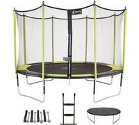 Trampoline de jardin 365 cm + filet de sécurité + échelle + bâche de protection + kit d'ancrage JUMPI Vert/Noir 360 Orange G