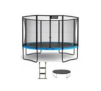 Trampoline de jardin 365 cm + filet de sécurité + échelle + bâche de protection PUNCHI Bleu 360