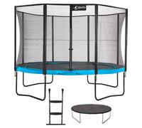 Trampoline de jardin 365 cm + filet de sécurité + échelle + bâche de protection punchi bleu 360 bleu TU