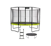 Trampoline de jardin 365 cm + filet de sécurité + échelle + bâche de protection PUNCHI Vert 360