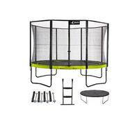 Trampoline de jardin 365 cm + filet + échelle + bâche + kit ancrage | PUNCHI Vert.