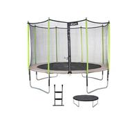 Trampoline 430 cm + filet de sécurité + échelle + bâche jumpi taupe/vert taupe TU