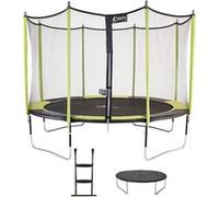 Trampoline de jardin 426 cm + filet de sécurité + échelle + bâche de protection JUMPI Vert/Noir 430 Orange G
