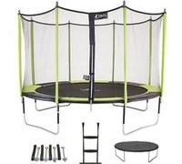 Trampoline de jardin 426 cm + filet de sécurité + échelle + bâche de protection + Kit ancrage JUMPI Vert/Noir 430 Orange G