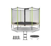 Kangui Trampoline de jardin Jumpi 426 cm avec filet, échelle, bâche et kit d'ancrage Taupe/Vert
