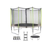 Kangui - Trampoline de jardin 426 cm + filet de sécurité + échelle + bâche de protection + kit d'ancrage JUMPI ZEN 430