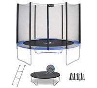 Kangui – Trampoline rond RALLI 250 Ø250 cm avec filet, échelle, bâche et kit d'ancrage Bleu/Gris