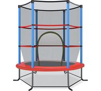 Trampoline de jardin COSTWAY Ø140cm avec filet de sécurité, trampoline pouvant supporter jusqu'à 45kg, trampoline d'intérieur/d'extérieur pour enfants à partir de 3 ans