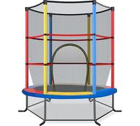 Trampoline de jardin COSTWAY Ø140cm avec filet de sécurité, trampoline pouvant supporter jusqu'à 45kg, trampoline d'intérieur/d'extérieur pour enfants à partir de 3 ans