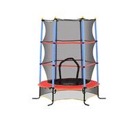 HOMCOM Trampoline Enfant Ø 1,75 × 1,90H m Filet de sécurité Porte zippée Couvre-Ressorts 6 poteaux rembourrés Inclus Noir Rouge Bleu