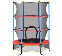 Trampoline de jardin enfant ø 1,75 x 1,90h m filet de sécurité porte zipée couvre-ressorts 6 poteaux rembourrés inclus rouge TU