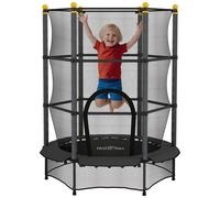 HOMCOM Trampoline Enfant Ø 1,40 × 1,90H m Filet de sécurité Porte zipée Couvre-Ressorts 6 poteaux rembourrés Inclus Noir