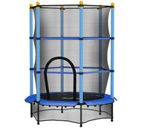 HomCom Trampoline enfant Ø1,40×H1,90 m, filet sécurité, porte zipée, 6 poteaux rembourrés, bleu