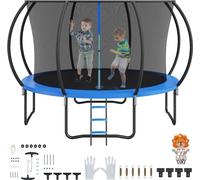 Trampoline de jardin hauteur d'échelle 86 cm - trampoline enfant intérieur/extérieur - capacité de charge 180 kg - filet de sécurité 360° - absorbe les chocs - enfants & adultes - trampoline pour le j