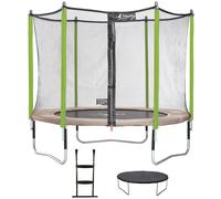 Trampoline de jardin jumpi taupe/vert 305 cm + filet + échelle + bâche de protection vert TU