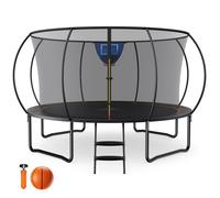 Trampoline de Jardin MERACH Ø 427 cm, Rebond Puissant, Filet de Sécurité, Panier de Basket, Charge 150 kg, Ballon Inclus, PROMO