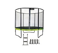 Trampoline de jardin rond 305 cm + filet de sécurité + échelle + kit ancrage | PUNCHI Vert 300