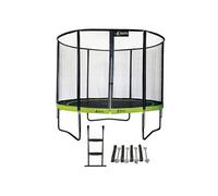 Trampoline de jardin rond 305 cm + filet de sécurité + échelle + kit ancrage PUNCHI Vert 300