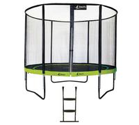 Trampoline de jardin rond 305 cm + filet de sécurité + échelle punchi vert 300 vert TU