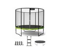 Trampoline de jardin rond 305 cm + filet + échelle + bâche + kit ancrage PUNCHI Vert