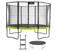 Trampoline de jardin rond 430 cm + filet de sécurité + échelle + bâche de protection punchi vert 430 vert TU