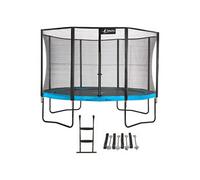 Trampoline de jardin rond 430 cm + filet de sécurité + échelle + kit ancrage PUNCHI Bleu 430