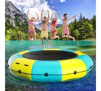 Trampoline d'eau gonflable pour lac, 1,8 m/3 m/3,7 m/4,5 m Trampoline de lac flottant avec gonfleur électrique de 500 W et échelle en corde, plate-forme de bain portable pour enfants et adultes