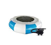 Trampoline d'eau gonflable - Transat d'extérieur avec gonfleur électrique, échelle de corde et cordes d'amarrage - Plateforme de natation rebondissante pour piscines et lacs