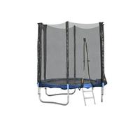 Trampoline d'extérieur Ø 180 cm avec filet de sécurité, poteaux rembourrés et échelle Bleu G