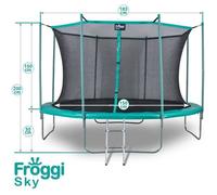 Froggi Sky - Trampoline d'Extérieur pour Enfant XT-F0604 - Trampoline Rond avec Filet de Sécurité, Échelle et Coussin de Protection - Acier Galvanisé/Polyéthylène - Support Jusqu'à 75kg - Ø 183cm