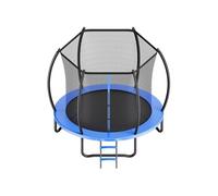 Trampoline d'Extérieur SucceBuy 244x244cm Bleu et Noir avec Filet de Sécurité et Coussin 120kg