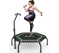 Trampoline d'intérieur BCAN Ø122 cm, Trampoline de Fitness Silencieux pour Adultes avec poignée réglable, Mini-Trampoline préinstallé, capacité de Charge de 250 kg