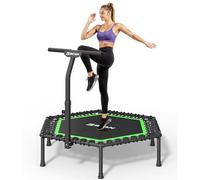 Trampoline d'intérieur BCAN Fitness, diamètre Ø 102/122/130 cm, Mini Trampoline à élastiques/Ressorts, Convient aux Adultes jusqu'à 204/250 kg, avec poignées réglables, Silencieux.