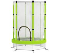 AIYAPLAY Trampoline pour Enfants Ø140 cm, Trampoline extérieur pour Enfants avec Filet de sécurité, Porte zippée, 6 poteaux rembourrés, pour intérieur extérieur, pour 3-6 Ans, Vert