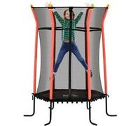 Trampoline enfant dia. 1,63 x 1,9H m filet de sécurité porte zippée 6 poteaux rembourrés inclus charge max. 50 Kg rouge noir Rouge G