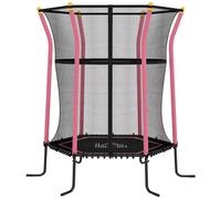 HOMCOM Trampoline pour Enfant Ø 1,63 x 1,9 m Filet de sécurité Porte zippée 6 poteaux rembourrés Inclus Charge Max. 50 kg Rose Noir