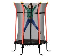 HOMCOM Trampoline pour Enfant Ø 1,63 x 1,9 m Filet de sécurité Porte zippée 6 poteaux rembourrés Inclus Charge Max. 50 kg Rouge Noir