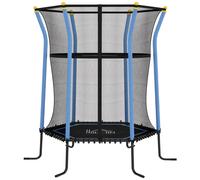 Trampoline Enfant Dia. 1,63 X 1,9h M Filet De Sécurité Porte Zippée 6 Poteaux Rembourrés Inclus Charge Max. 50 Kg Bleu Noir