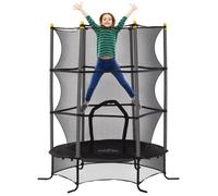 Trampoline Enfant HOMCOM Ø 1,63 × 1,9H m Filet de sécurité Porte zipée Couvre-Ressorts 6 poteaux rembourrés Inclus Noir